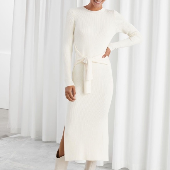 Other Stories Belted Rib Midi Dress 